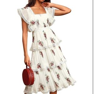 Floral Ruffle Sleeve Dress